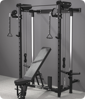 Meilleures ventes : Rack de musculation mural multi-fonctions pliable avec banc de musculation et machine à triceps.