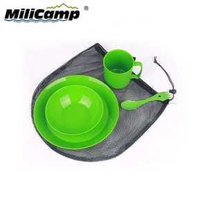 4pcs <strong>Camping</strong> Kitchen <strong>Camping</strong> Plastic <strong>Plates</strong> Bowls Dinner <strong>Set</strong> Portable Tableware <strong>Set</strong> With a Bag - Product Image 4