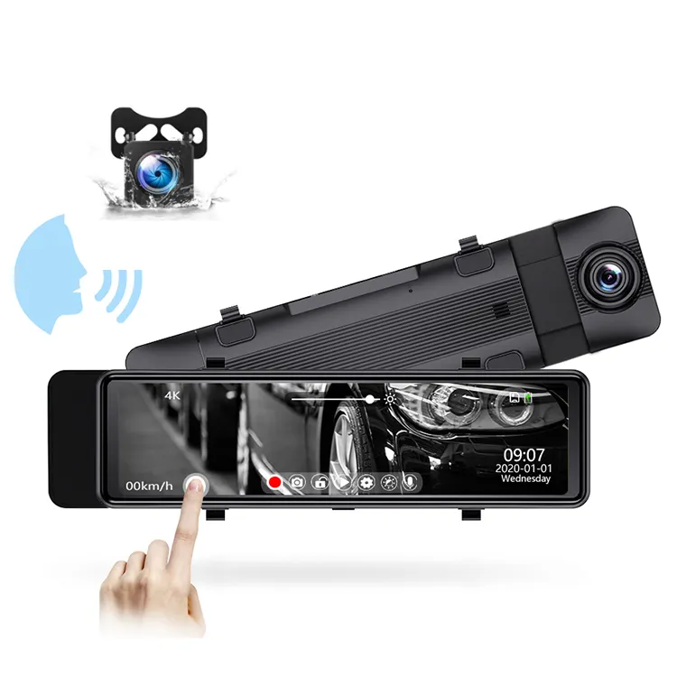 Junsun — caméra de tableau de bord, 10.88 °, 4K, Wifi, contrôle vocal, miroir, vidéosurveillance, pour voiture, avec carte Sim, 360 °