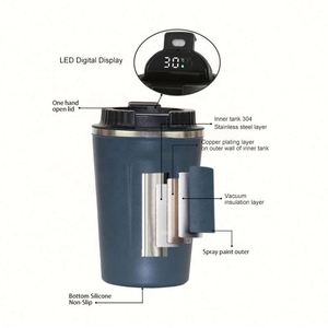 Tazas de Viaje de Metal con Aislamiento al Vacío Ecológicas Personalizadas de 380 ml/510 ml, Termos con Tapas con Pantalla LED de Temperatura - Product Image 2