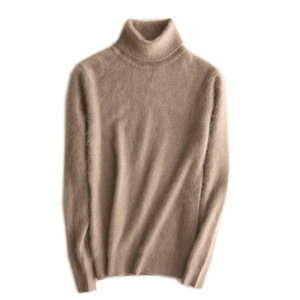 Suéter de Cachemira Tejido Grueso de Lana con <span class=keywords><strong>Cuello</strong></span> <span class=keywords><strong>Alto</strong></span> para <span class=keywords><strong>Mujer</strong></span> 2023, Camiseta Básica Holgada de Visón para Otoño e Invierno - Product Image 5