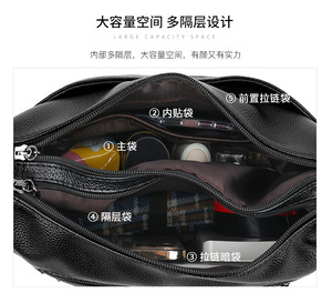 Women's Bag Soft PU Leather Single Shoulder Cross Bag Casual Temperament Small <b>Square</b> Large Capacity Mother Bag - Product Image 3