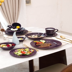 Certified <b>Safe</b> Family Dining Set of Embossed Colored Ceramic Tableware Includes Bowl and Oval Platter Stone <b>Tool</b> Tableware Set - Product Image 3