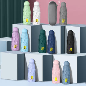 Parapluie pliant mini de poche personnalisé en gros, protection UV, double usage, avec étui capsule, parapluies cadeaux - Product Image 4