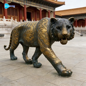 실물 크기 청동 호랑이 조각상 정원 공원 광장 장식용 야외 동물 조각상 - Product Image 3