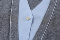 Cardigan en tricot à col en V pour femme, deux pièces, avec passepoil contrastant, boutons en strass, manches longues, gris, vêtement d'extérieur en tricot