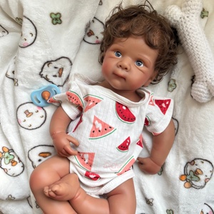 Muñeca Rebron de Silicona de Cuerpo Completo Betty Girl de 21 Pulgadas con Cabello Rizado Castaño, con Chupete, Bebé Pequeño para Niños, Coleccionistas y Artistas - Product Image 1