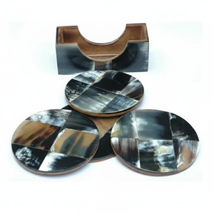 Sous-verres de table en corne de buffle naturelle, faits à la main, accessoires rustiques pour boissons, haute qualité - Product Image 1
