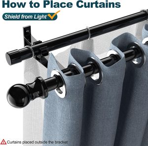 Supports de fenêtre réglables décoratifs doubles robustes Double <span class=keywords><strong>tringle</strong></span> à <span class=keywords><strong>rideau</strong></span> <span class=keywords><strong>pour</strong></span> accessoires de pistes de rideaux <span class=keywords><strong>pour</strong></span> plusieurs scénarios - Product Image 5