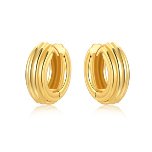 Pendientes Minimalistas de Latón con Múltiples Filas de Tubos Redondos, Joyería Sencilla para el Día a Día para Mujer - Product Image 1