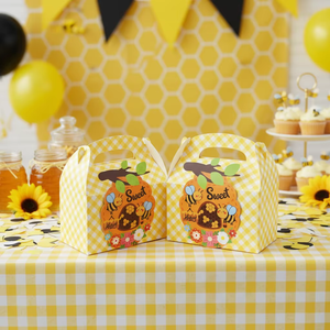 <strong>Bee</strong> Theme Portable Party Favour <strong>Gift</strong> Treat Packaging Paper Box Handle Recycled Recyclable Birthday Baby Shower Party Supplies - Product Image 5