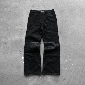 Jean Baggy Homme Noir Coupe Large Vintage en Denim Ciré avec Boutons – Modèle Designer Personnalisé - Product Image 1