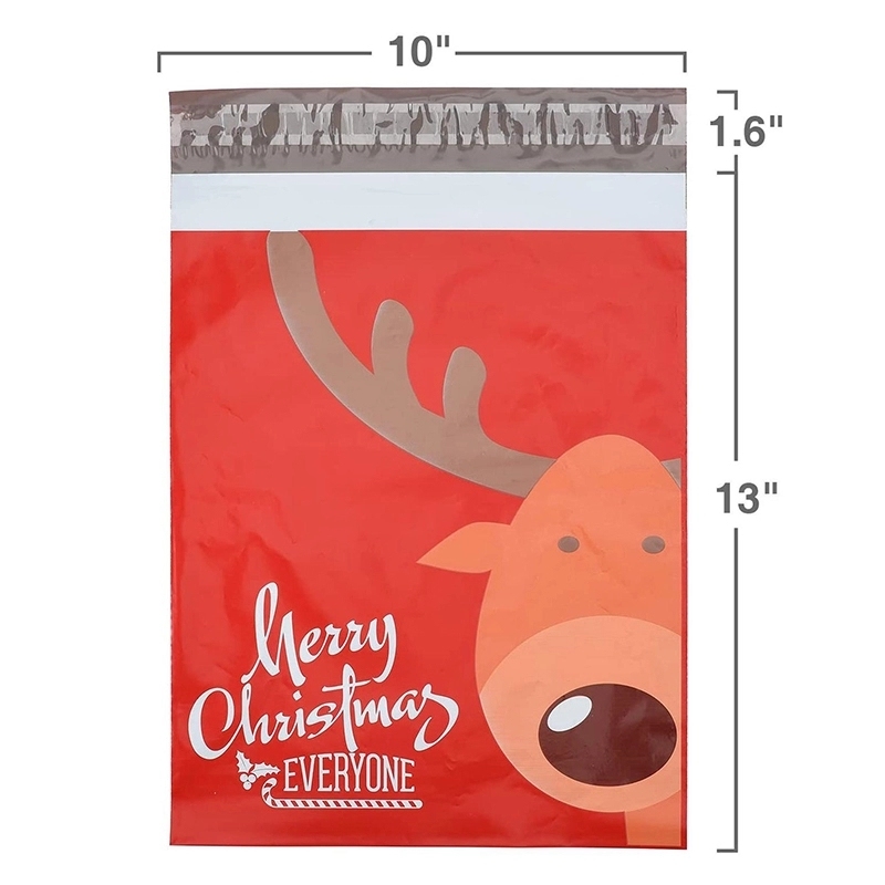 de Navidad Uso de auto-adhesivo bolsas de envío Santa diseño en los anuncios publicitarios de polietileno 10X13 pulgadas