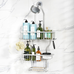 Bathroom <b>Shower</b> Rack 3 Tier Wall Mounted Corner <b>Storage</b> Shelf With Soap Tray Durable Aluminum Shampoo Holder - Product Image 1