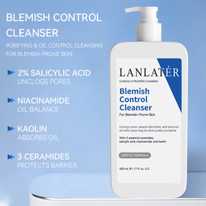 Rico en ácido salicílico Niacinamida Facial Limpie profundamente el bloqueo <span class=keywords><strong>de</strong></span> aceite en la humedad Limpiador facial espumoso - Product Image 3