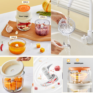 USB Wireless Mini Food Glass Plastic Meat Garlic Mincer Indoor Outdoor Use <b>Battery</b>-Powered Household Mini Meat - Product Image 4