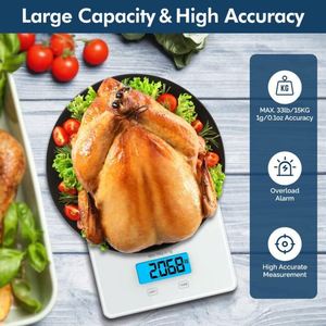 Balance de cuisine numérique étanche en verre trempé 5 kg alimentée par piles avec fonction de mesure du poids - Product Image 2