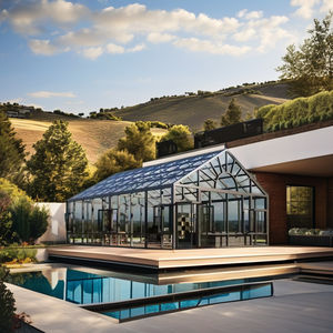 Cadre en alliage d'aluminium moderne extérieur Pergola véranda imperméable panneaux de <span class=keywords><strong>toit</strong></span> en triangle en alliage d'aluminium véranda - Product Image 4