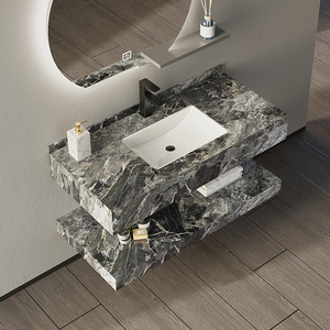 Bassin en marbre à Surface solide suspendue, <span class=keywords><strong>meuble</strong></span> de salle de bain rectangulaire en céramique à 2 couches à prix compétitif - Product Image 6