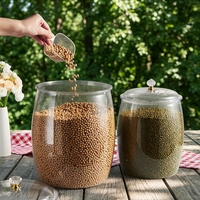 Bocaux alimentaires cylindriques hermétiques en PET transparent avec couvercle à bouton taillé en diamant pour garde-manger, comptoir, pâtisserie, riz, céréales, pâtes, noix