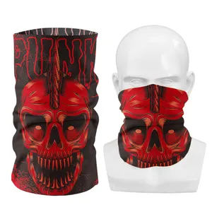 Ready To Ship Skull 100% Polyester Neck Gaiter Face Tubular Joker Face Bandana Headwear