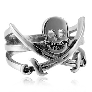 yunnique Stainless Steel <b>Ring</b> <b>Skull</b> Sword Design Men's Party Jewelry Fashion <b>Ring</b> Geometric Pattern Steel Color - Product Image 3