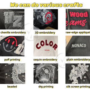 Sweat-shirts et sweats à capuche brodés surdimensionnés unisexe en coton doux, style vintage, avec perles et rivets, effet inversé, pour hommes - Product Image 5