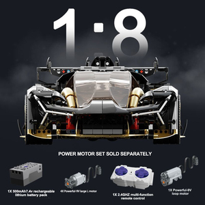 Modèle de voiture de sport <span class=keywords><strong>Bugatti</strong></span> à l'échelle 1:8, blocs de construction, jouet éducatif, non toxique, 3466 pièces, plastique, couleur noir et or - Product Image 3