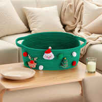 Handgemaakte multifunctionele opbergmand van katoenen touw, kerstversiering, cadeau-opbergmand met handvat