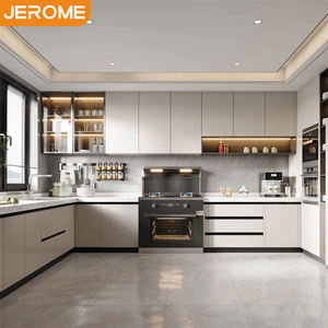 Ensemble de meubles de cuisine modulaires en aluminium blanc de conception moderne, prêt à assembler, avec finition en <span class=keywords><strong>film</strong></span> thermofoil - Product Image 1