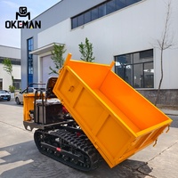OKEMAN 1,5 Tonnen Benzinbetriebener Handgeführter Traktorlader Raupendumper mit Gummiketten für Baustofftransport