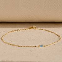 Bracelet délicat en acier inoxydable plaqué or 18 carats avec zircon coloré et pierres de naissance des 12 mois pour femme - Vente en gros