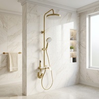 Système de douche thermostatique Senducs blanc et or pour salle de bain, mitigeur de baignoire chaud/froid, robinet de salle de bain