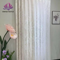 Rideaux Jacquard Floraux 3D Personnalisés 100% Polyester Style Moderne Effets de Lumière et d'Ombre Ignifuges Voilage pour Salon