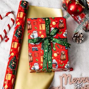 Christmas Wrapping <b>Paper</b> Red Gold Double Side Wrapping <b>Paper</b> Santa Claus Christmas tree gift <b>pattern</b> wrapping <b>paper</b> - Product Image 2