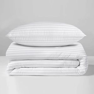 Tất cả các mùa sọc 100% bông <span class=keywords><strong>Comforter</strong></span> thiết lập 4 miếng bộ đồ giường tấm gối trường hợp thêu 400TC sateen đảo ngược mềm - Product Image 2