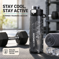 Bouteille d'eau HOOMEY Tritan 1250 ml grande capacité avec paille, bouchon à double ouverture, anti-fuite, pour sport, gym, hommes, été, extérieur