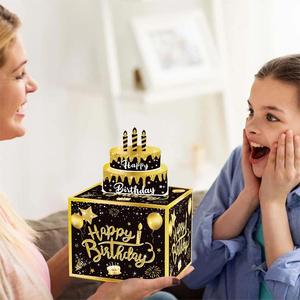 Cajas Sorpresa para Fiestas de Cumpleaños de Nicro Factory, Accesorios para Ambiente Festivo, Juego de Sacar Dinero, Cajas de Papel Negras y Doradas para Agarrar Dinero - Product Image 4