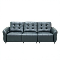 Modernes Quadratisches 2,85m Elektrisches Relaxsofa aus Vollnarbenleder, 3-Sitzer Ecksofa für Villa-Wohnzimmer mit USB-Anschluss