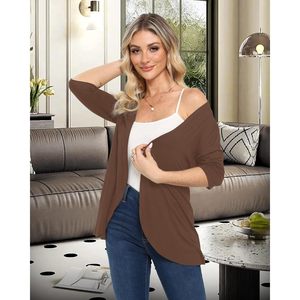 FOXA Women's 3/4 Sleeve <b>Cardigan</b> Knitted Casual Breathable <b>Sweater</b> Top for Dresses - Product Image 3