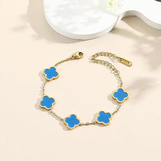 Bracelet lisse doré (bleu)