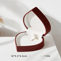 Caja de Anillo de Compromiso de Cuero de Lujo de Alta Gama, Caja de Almacenamiento con Forma de Corazón, Caja de Joyería de Cuero PU