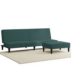 Sofá Cama de 2 Plazas en Terciopelo Verde Oscuro 100% Poliéster con Estructura de Madera y Plástico Modelo D0100H5SZI2 - Product Image 1
