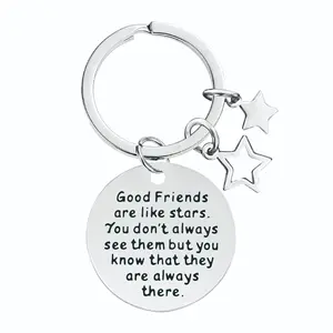 Hot Sales Stainless Steel Personalized Letter Key Chain 5 Pointed Star Pendant Metal Key Chains