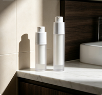 Flacon Airless Rond Rotatif Mat 15ML 30ML 50ML, Bouteille Vide en Plastique PP Givré Double Couche, Produit YM