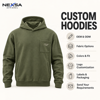 Sweat à capuche personnalisé pour homme avec logo, poche poitrine, poches latérales, épaules tombantes, vêtements décontractés en gros, OEM ODM, marque privée