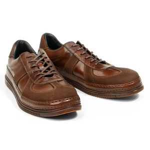 Chaussures bateau en cuir marron pour hommes, à talon bas, à lacets, décontractées, couleur unie, style avec garniture en cuir - Product Image 4