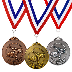 เหรียญรางวัลการแข่งขันคาราเต้และมวยแบบสปอตออน พร้อมเคลือบผิวแบบโบราณ ผลิตจากสังกะสีหล่อขึ้นรูป - Product Image 4