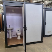 Salle de bain mobile prête à l'emploi en panneaux sandwich modernes avec structure en acier, lavabo, toilettes, extérieur, portable, luxe, garantie 3 ans