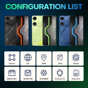 Smartphone Pova 7 Pro 5G, révolutionnaire, batterie 8800 mAh, double SIM, 16 Go de RAM, 1 To de stockage, Android 15, état d'occasion, processeur Déca-Core, CDMA - Product Image 5